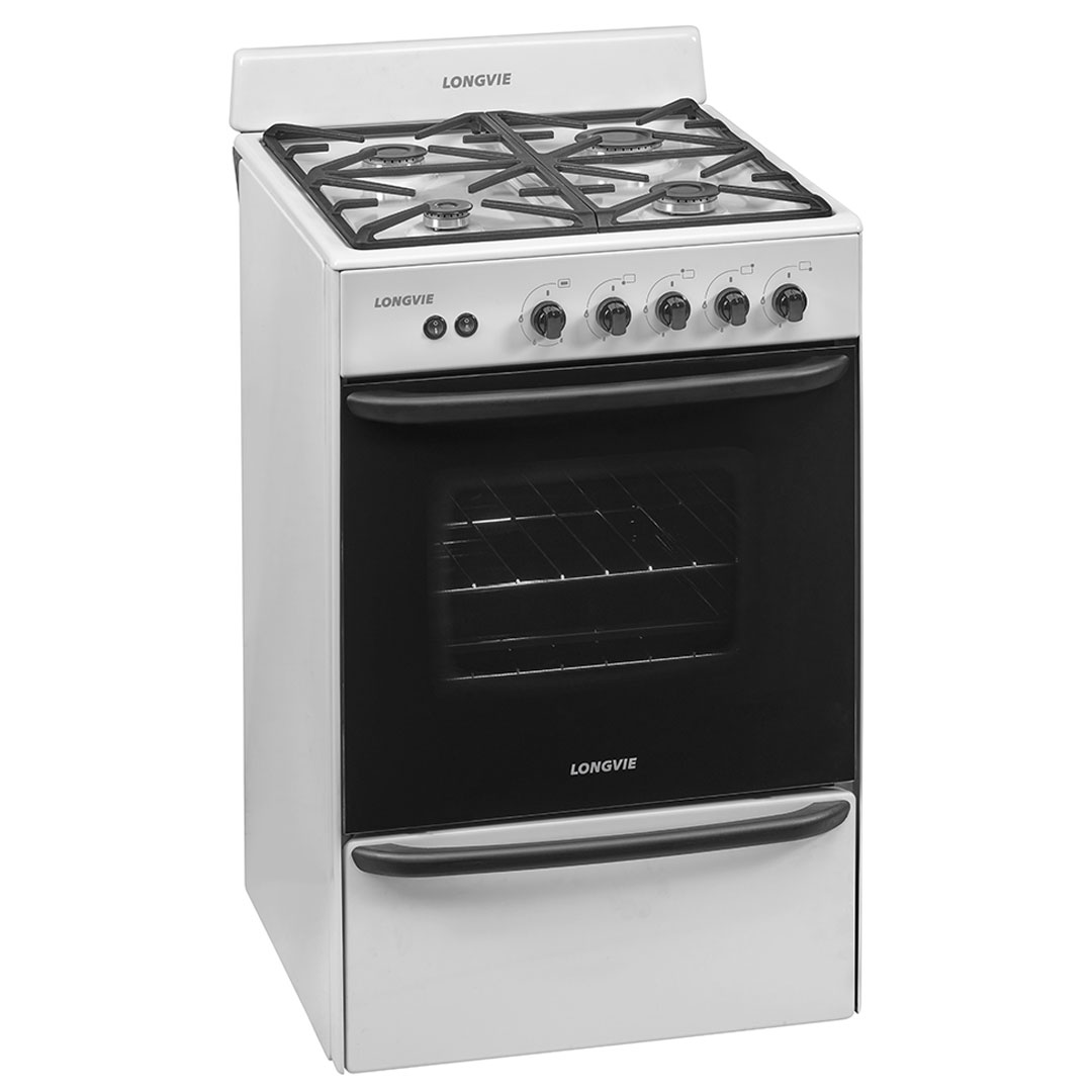 Cocina, Blanca, 56cm, Reja, de, Fundición, Lux, Encendido, Longvie, 13331BF.