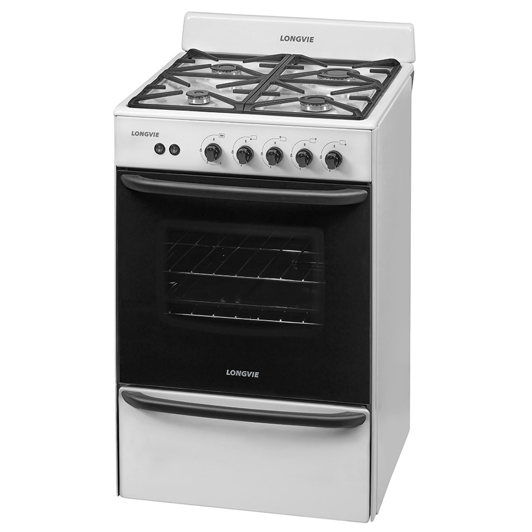Cocina, Blanca, 56cm, Reja, de, Fundición, Lux, Encendido, Longvie, 13331BF.